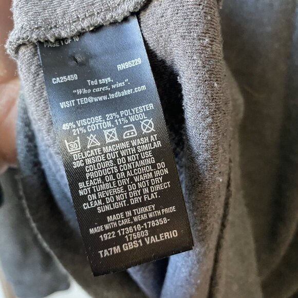 Ted Baker Valerio 1/4 Zip Pullover Shirt Knit Top Size 4 Large Gray Classic - Picture 7 of 7